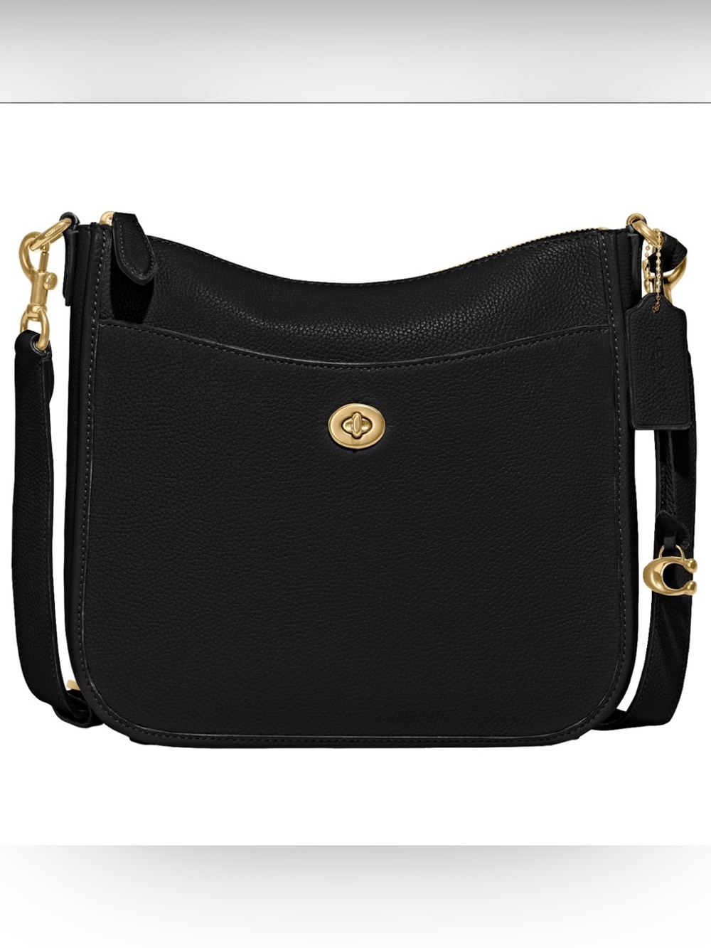 COACH Polished Pebble Leather Chaise Crossbody Black One Size C8483-B4/BK NWT